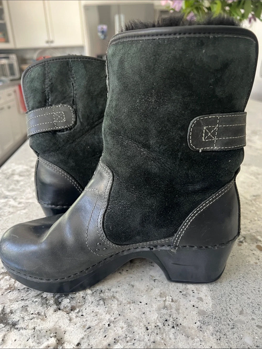 Dansko Harper Black Button Wedge Ankle Boots EU 36 Excellent Condition